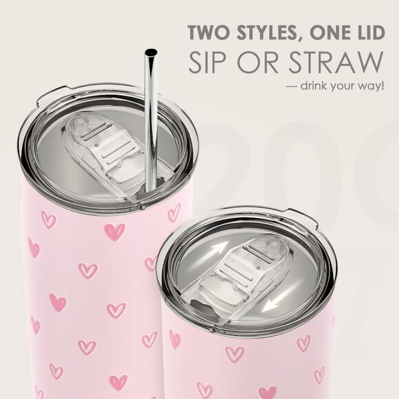 Heart Tumbler 20oz, Stainless Steel Travel Cup with Lid, Insulated Coffee Mug, H - Picture 6 of 7